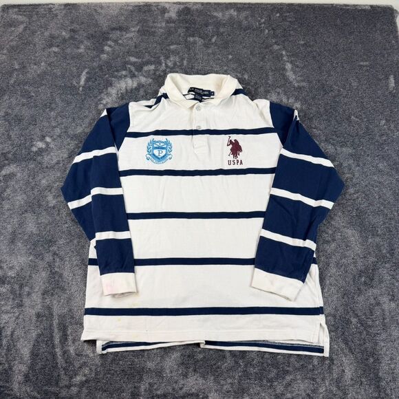 U.S Polo Assn. Men's M Rugby Polo Striped Long Sleeve Crest Embroidered *Read - Picture 1 of 16